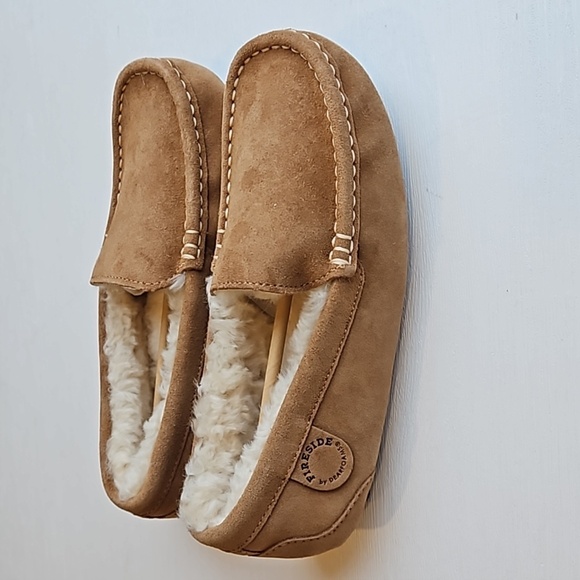 Fireside By Dearfoams Women's Mel Genuine Shearling Slip On Moccasins 7 NWT - Picture 2 of 8